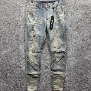 Arketype Jeans mens Vanilla Denim Cotton Distressed Pockets Skinny Leg 32/32 NWT
